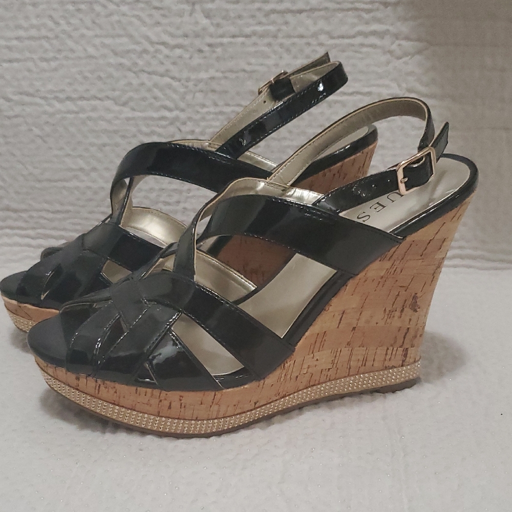 Black Wedge Sandals